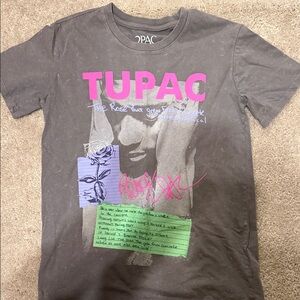 Gray Graphic Tee with Pink and Green Accents